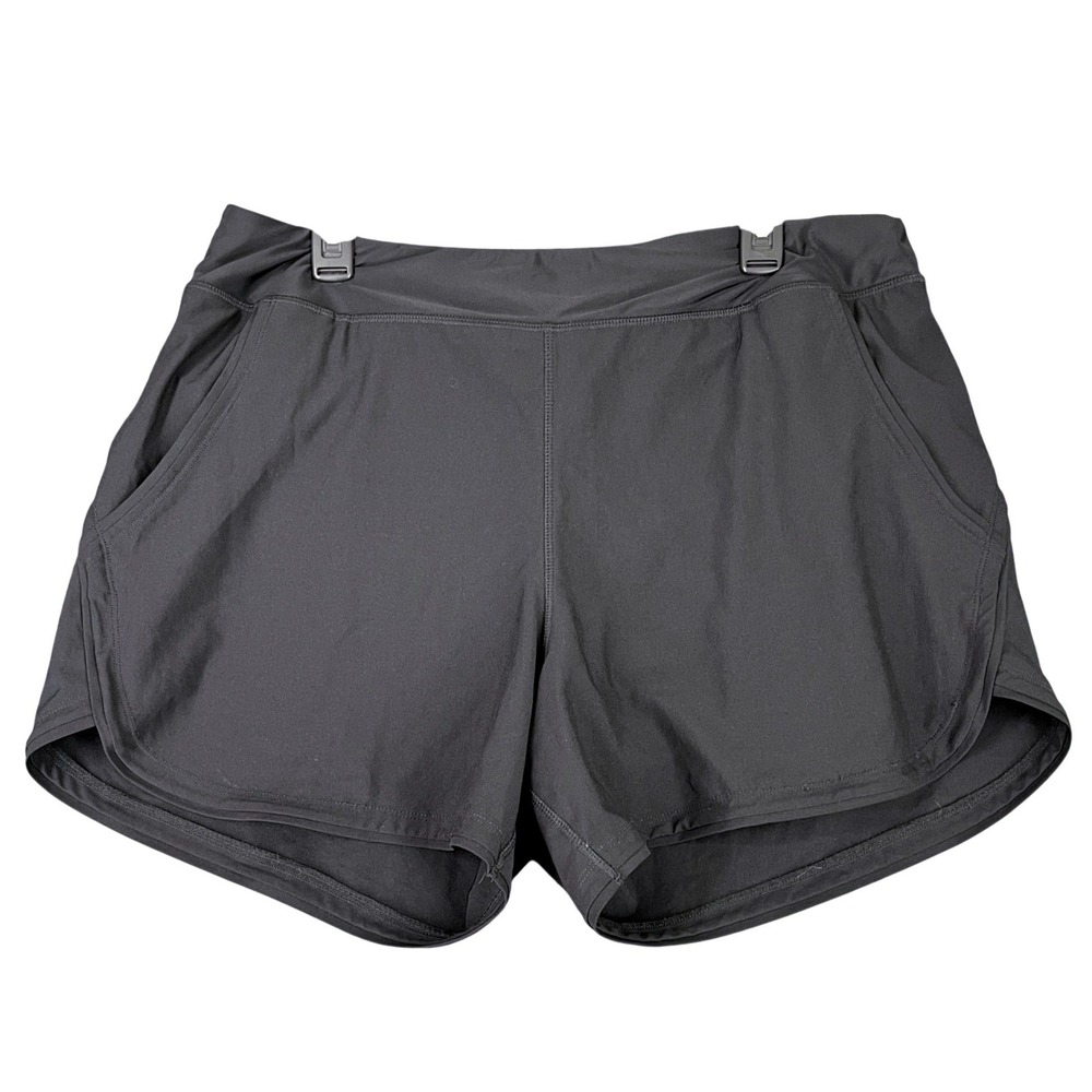 Lands End Active Shorts Womens L Built-in Liner Stretch Pockets Athletic Running